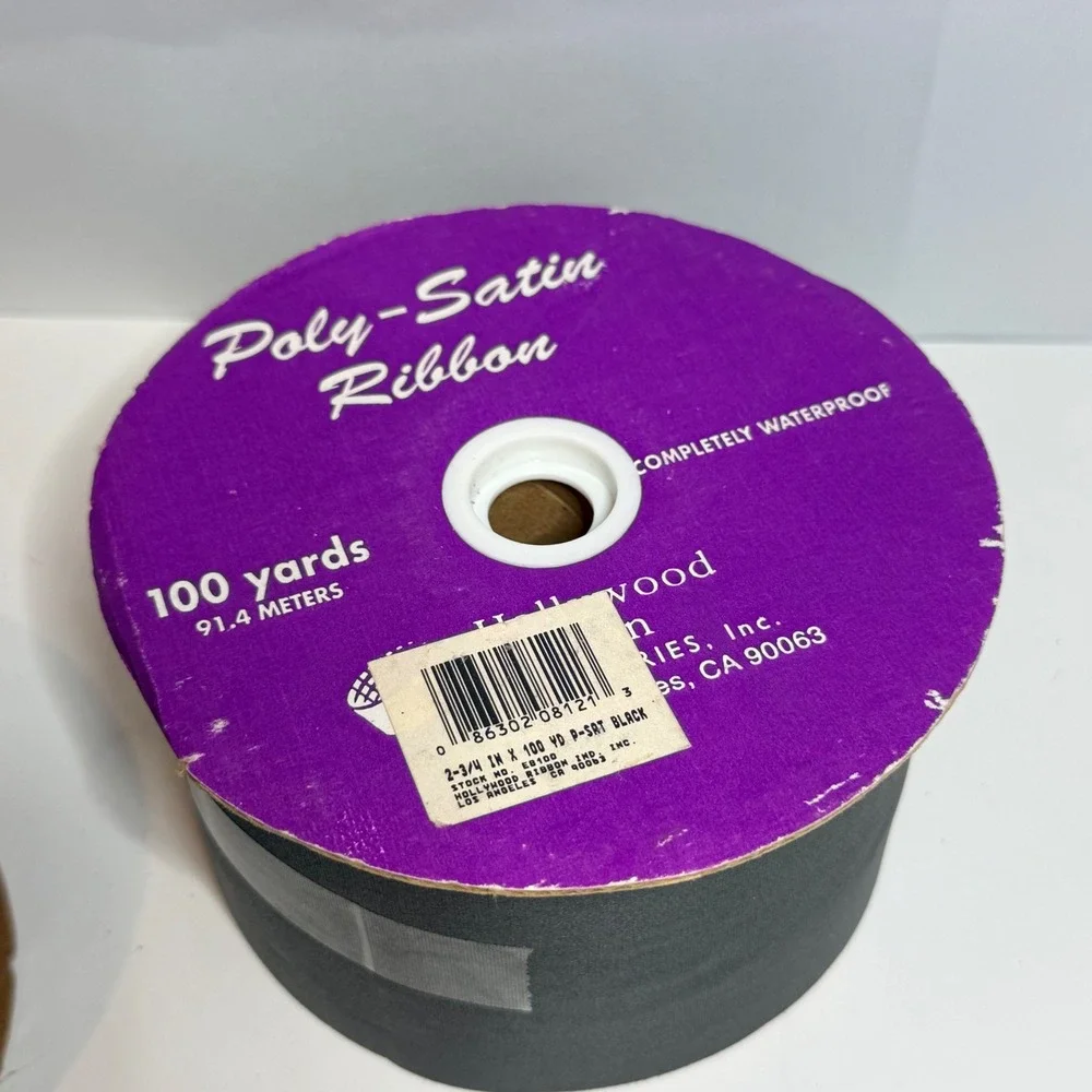 Hollywood Ribbon Black Poly-Satin Waterproof Ribbon 2.75